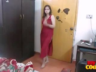 Indian swell enticing wife sonia stripping naked exposing her bigtits